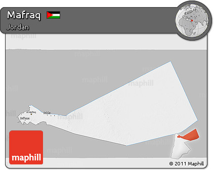 Gray 3D Map of Mafraq, single color outside
