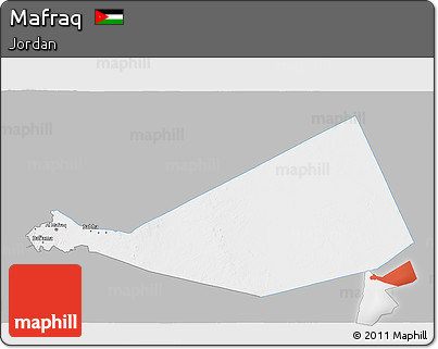 Gray 3D Map of Mafraq, single color outside