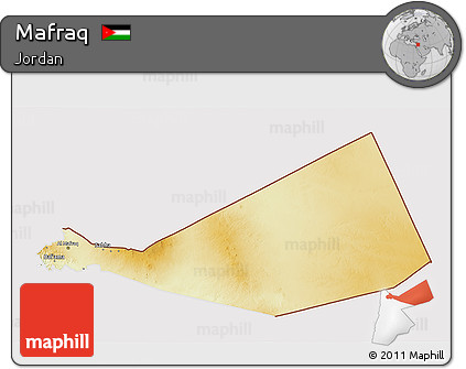 Physical 3D Map of Mafraq, cropped outside
