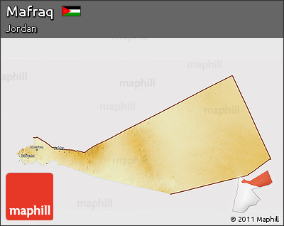 Physical 3D Map of Mafraq, cropped outside