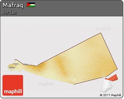 Physical 3D Map of Mafraq, cropped outside