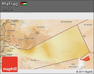 Physical 3D Map of Mafraq, satellite outside