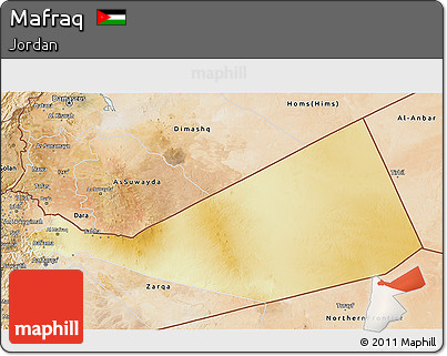 Physical 3D Map of Mafraq, satellite outside