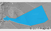 Political 3D Map of Mafraq, desaturated