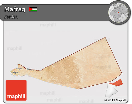 Satellite 3D Map of Mafraq, cropped outside