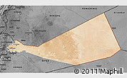 Satellite 3D Map of Mafraq, darken, desaturated