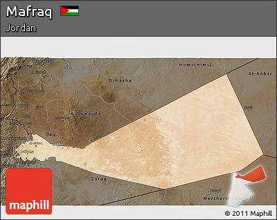 Satellite 3D Map of Mafraq, darken