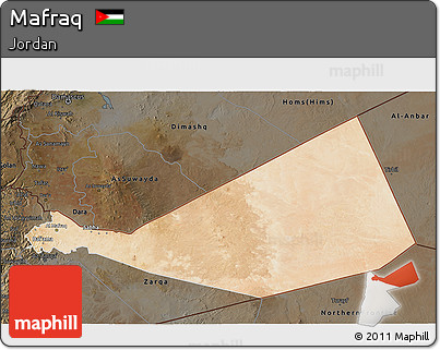 Satellite 3D Map of Mafraq, darken