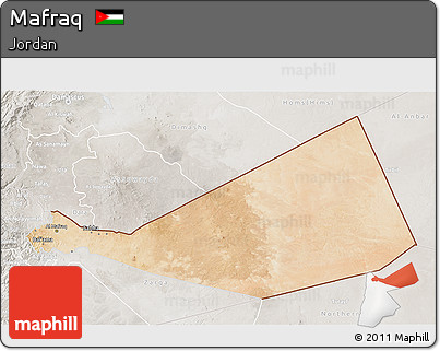 Satellite 3D Map of Mafraq, lighten, semi-desaturated