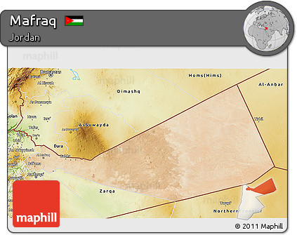 Satellite 3D Map of Mafraq, physical outside