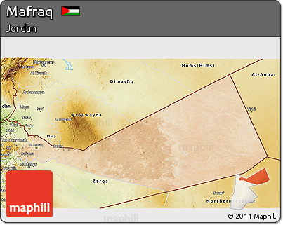 Satellite 3D Map of Mafraq, physical outside