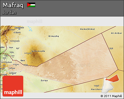 Satellite 3D Map of Mafraq, physical outside