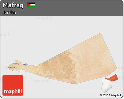 Satellite 3D Map of Mafraq, single color outside