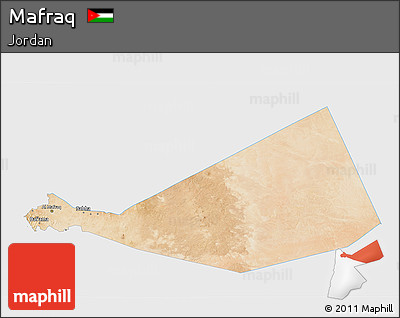 Satellite 3D Map of Mafraq, single color outside