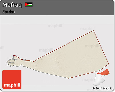 Shaded Relief 3D Map of Mafraq, cropped outside