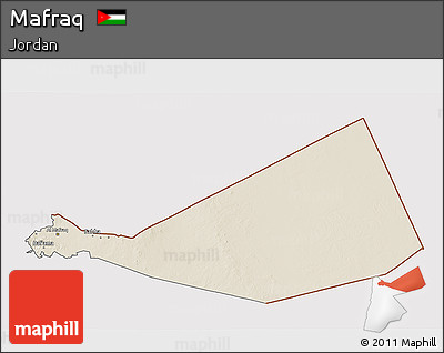 Shaded Relief 3D Map of Mafraq, cropped outside