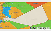 Shaded Relief 3D Map of Mafraq, political outside