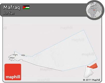 Silver Style 3D Map of Mafraq, single color outside