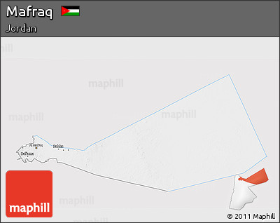 Silver Style 3D Map of Mafraq, single color outside