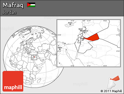 Blank Location Map of Mafraq, within the entire country