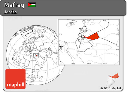 Blank Location Map of Mafraq, within the entire country