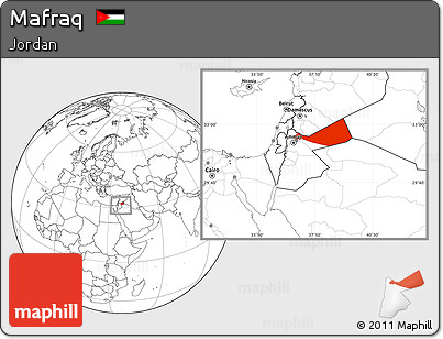 Blank Location Map of Mafraq, within the entire country