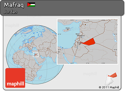 Gray Location Map of Mafraq