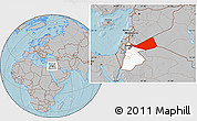 Gray Location Map of Mafraq, highlighted country, hill shading