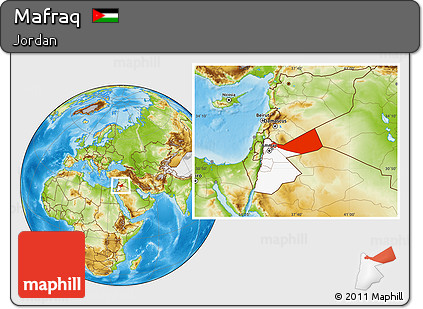 Physical Location Map of Mafraq, highlighted country