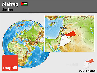Physical Location Map of Mafraq, highlighted country