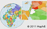 Political Location Map of Mafraq, highlighted country, within the entire country