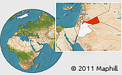 Satellite Location Map of Mafraq, highlighted country, within the entire country
