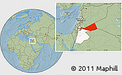 Savanna Style Location Map of Mafraq, highlighted country, hill shading