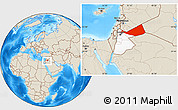 Shaded Relief Location Map of Mafraq, highlighted country, within the entire country