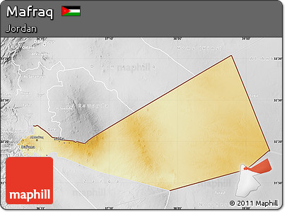 Physical Map of Mafraq, lighten, desaturated