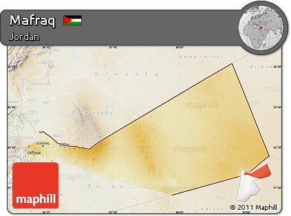 Physical Map of Mafraq, lighten