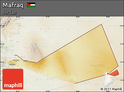 Physical Map of Mafraq, lighten