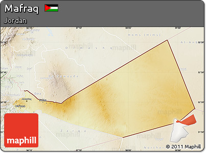 Physical Map of Mafraq, lighten