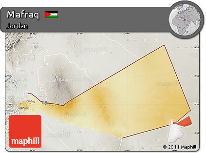 Physical Map of Mafraq, lighten, semi-desaturated