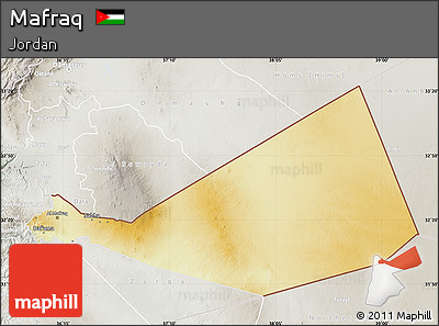 Physical Map of Mafraq, lighten, semi-desaturated