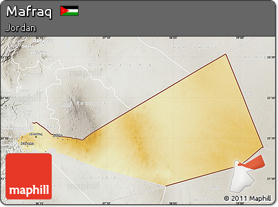 Physical Map of Mafraq, lighten, semi-desaturated