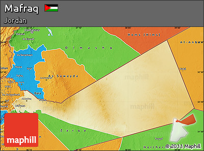 Physical Map of Mafraq, political outside
