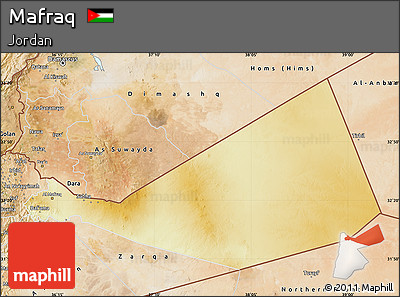 Physical Map of Mafraq, satellite outside
