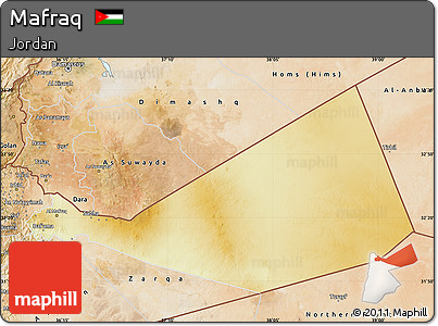 Physical Map of Mafraq, satellite outside
