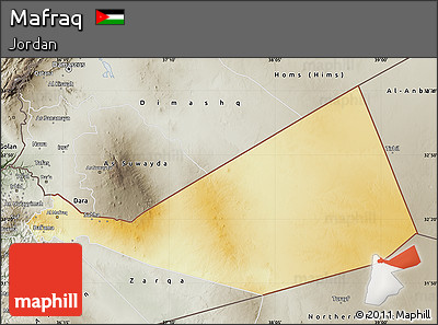 Physical Map of Mafraq, semi-desaturated