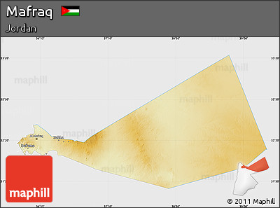 Physical Map of Mafraq, single color outside