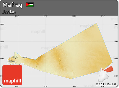 Physical Map of Mafraq, single color outside
