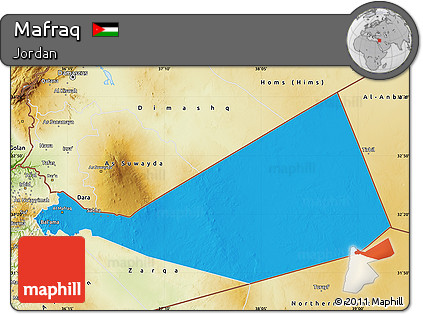 Political Map of Mafraq, physical outside
