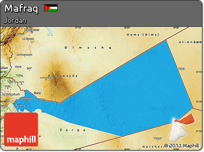 Political Map of Mafraq, physical outside