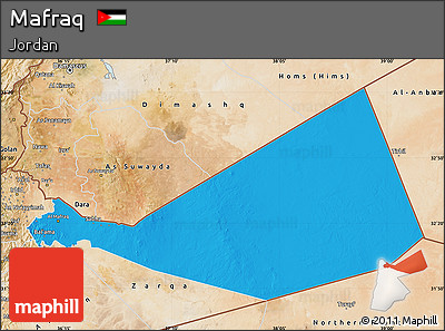 Political Map of Mafraq, satellite outside